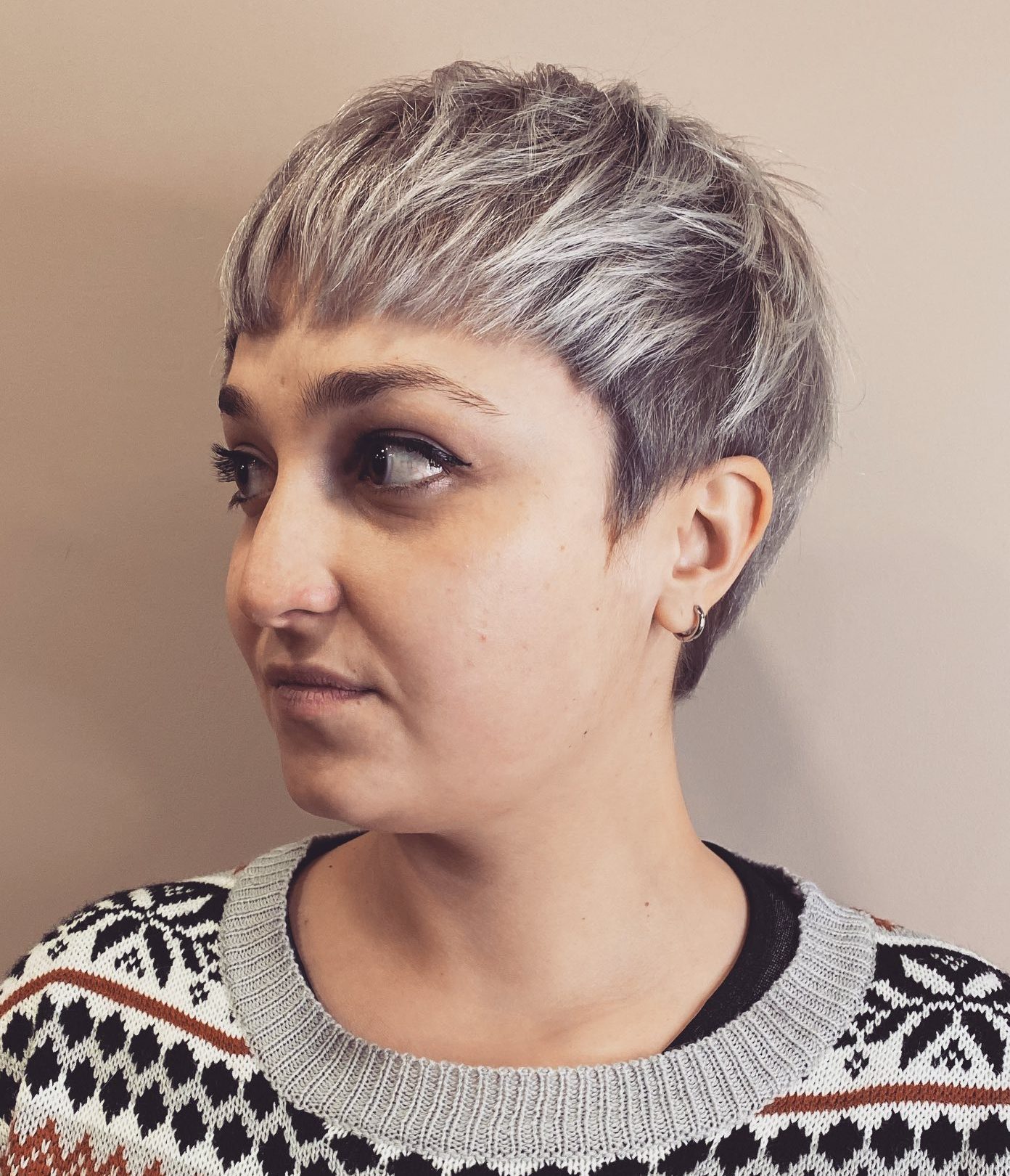 Tapered Textured Pixie with Blunt Bangs