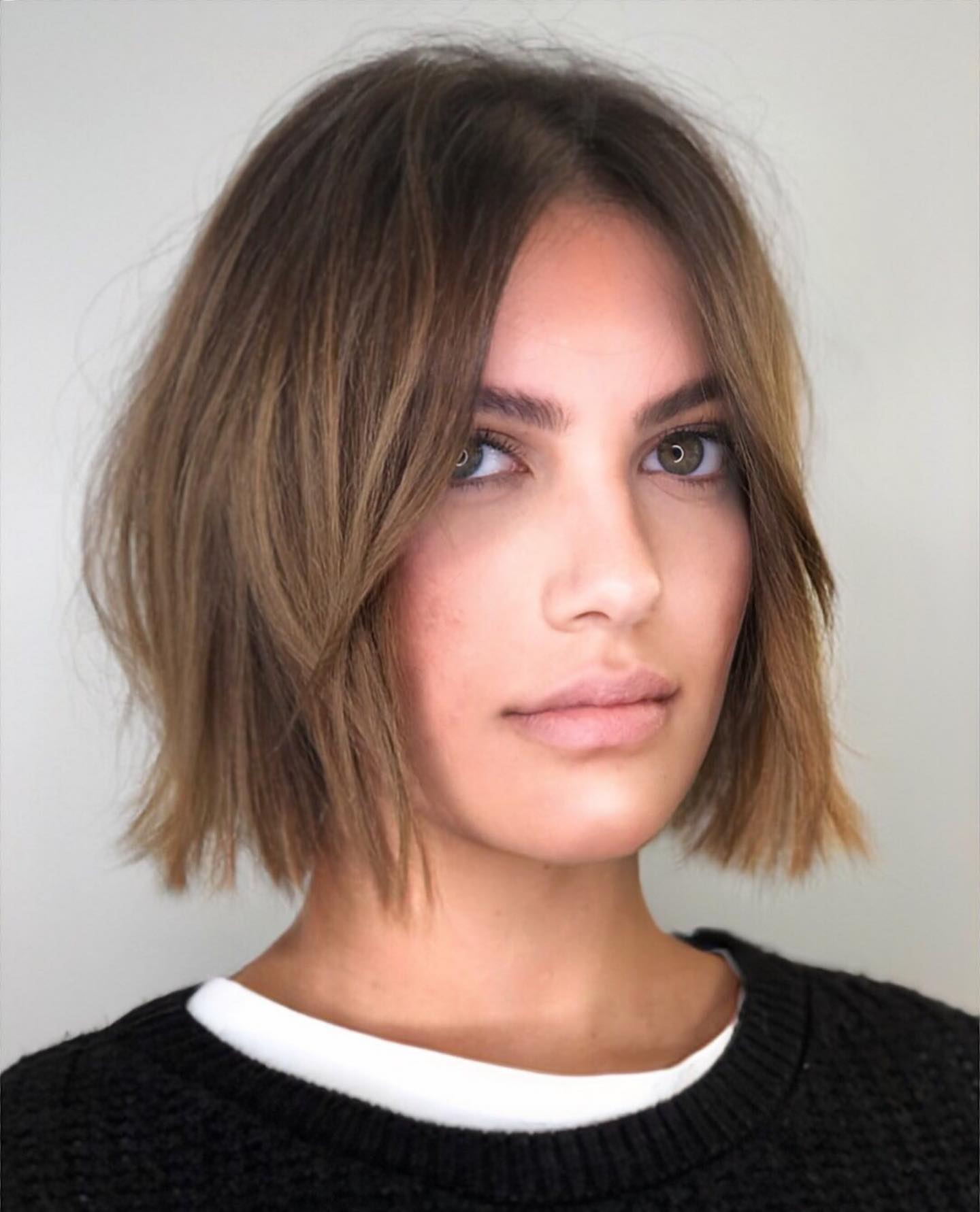 Oval Face Sliced Bob for Fine Hair