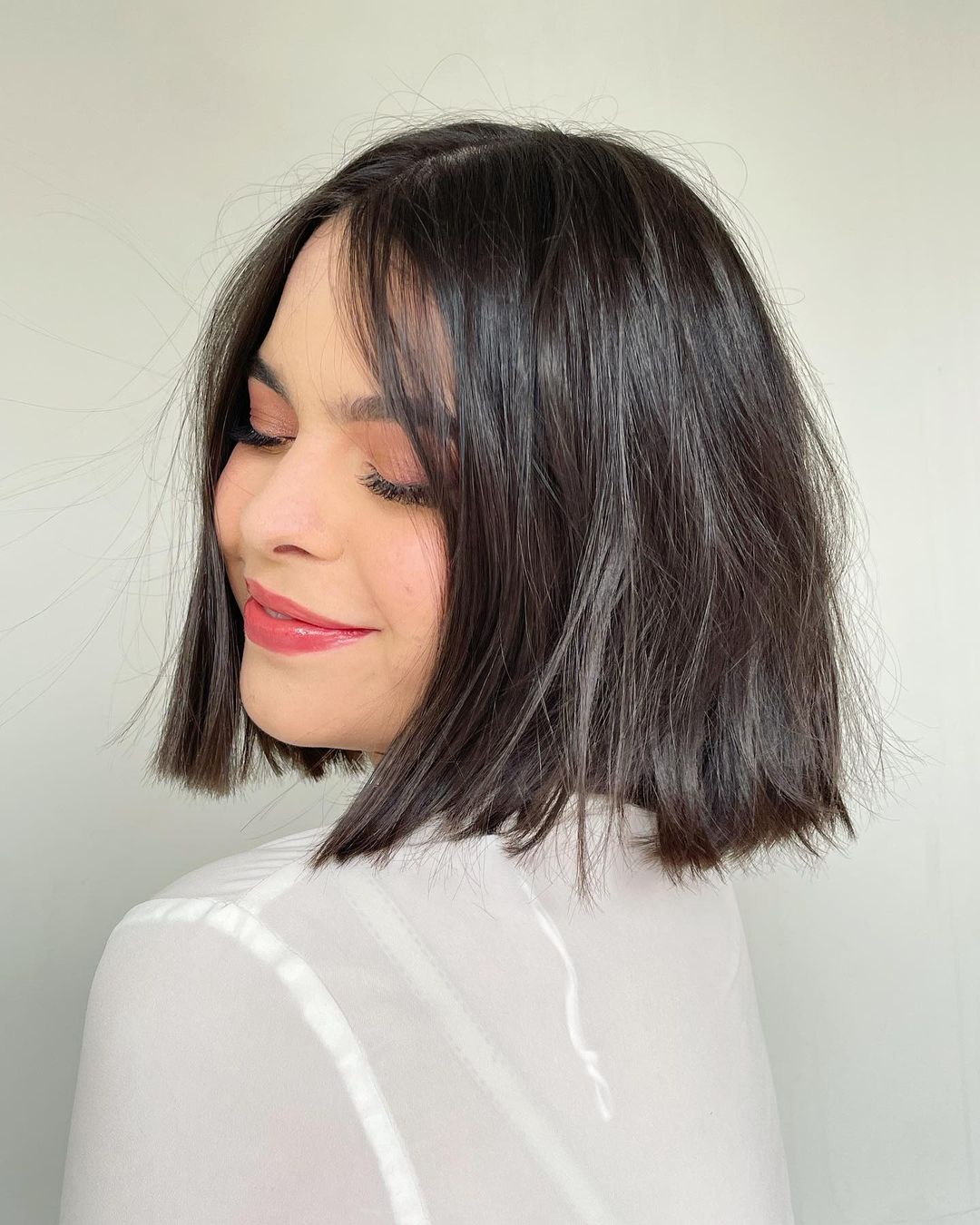 Delicate Blunt Brunette Bob